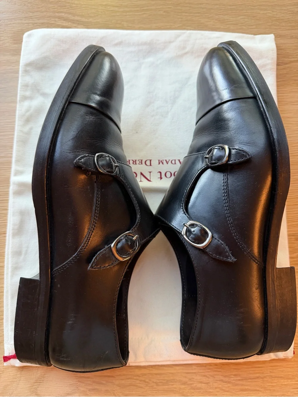 To Boot New York Men’s leather cap toe double monk strap shoes